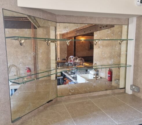 Antique Mirror with Glass Shelving Installation – Thetford