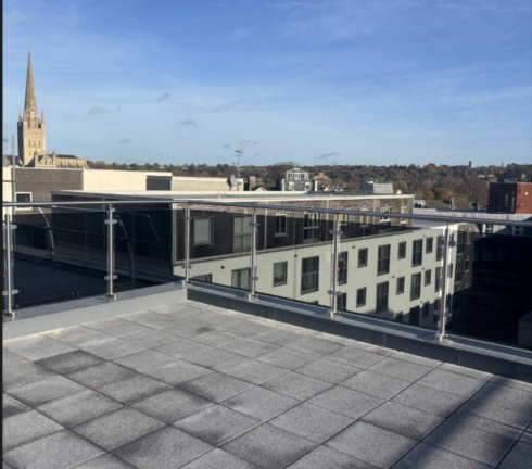 Glass Balustrade Replacement, Penthouse Apartments – Norwich