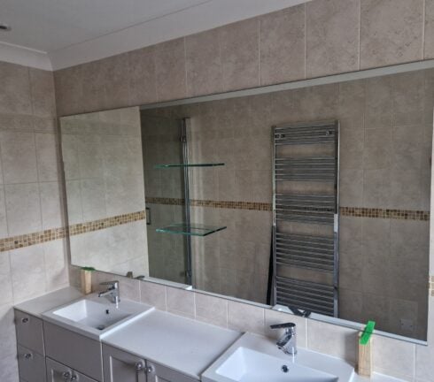 Bathroom Mirror with Glass Shelves Installation - Blofield