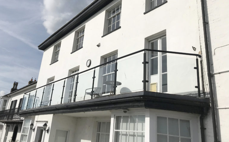 black framed balustrade