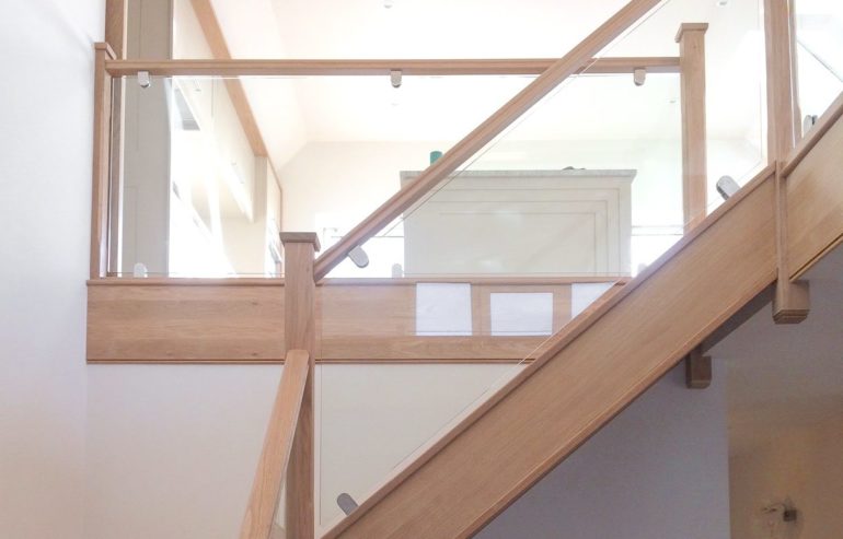 Modern glass balustrade on staircase