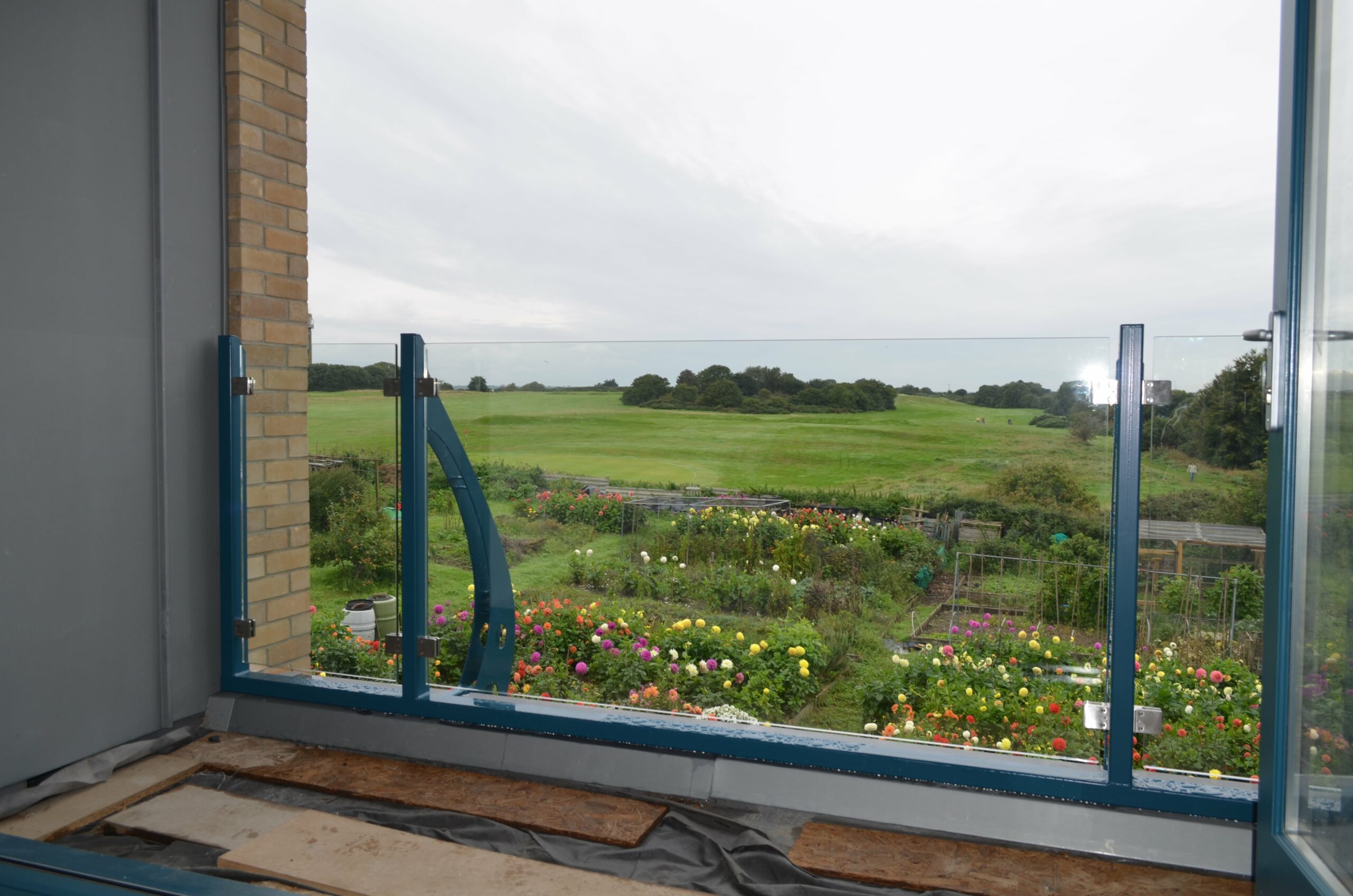 beautiful view over wildflower field from new balcony installation